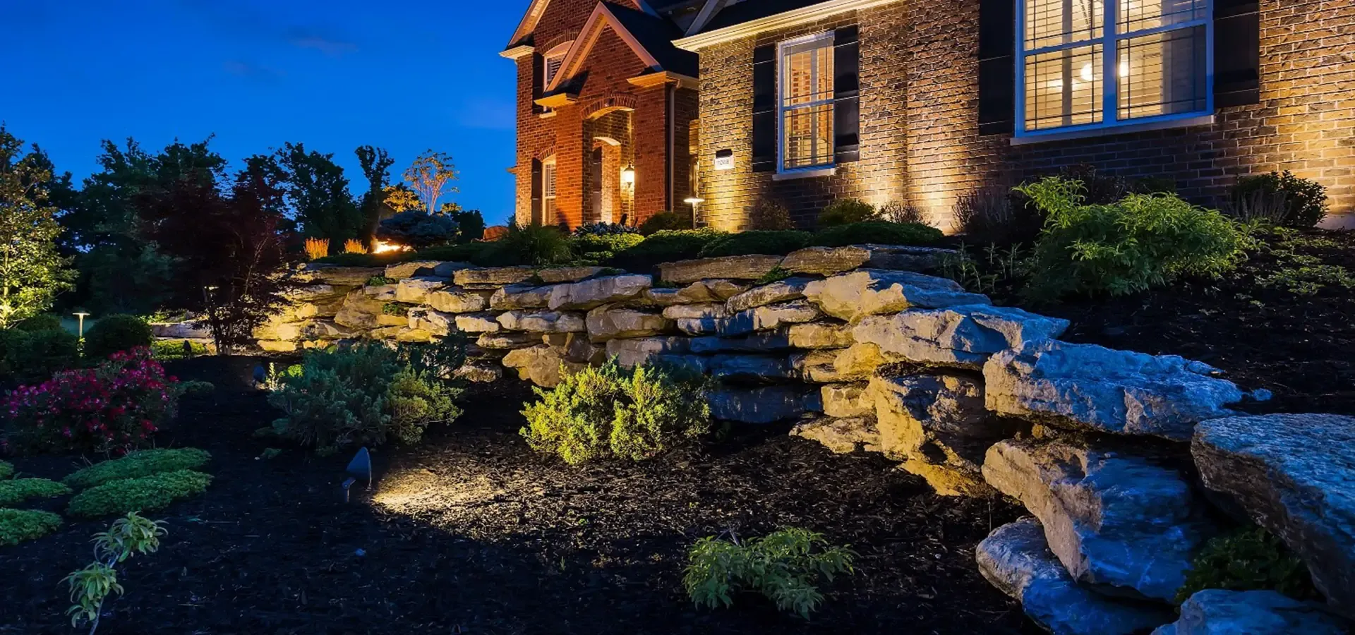 Landscape lighting at night
